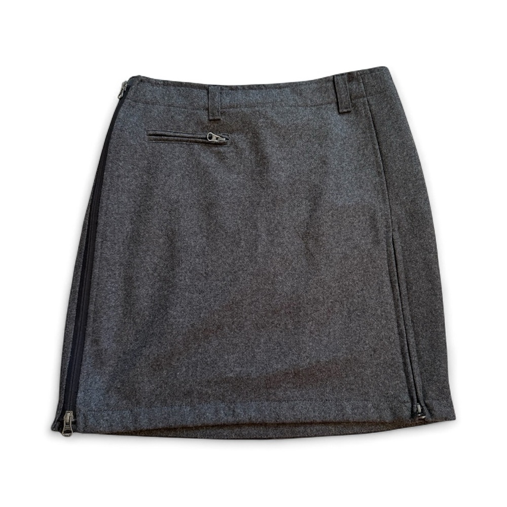 Skhoop Wool Multi Zip Mini Skirt in Charcoal Gray